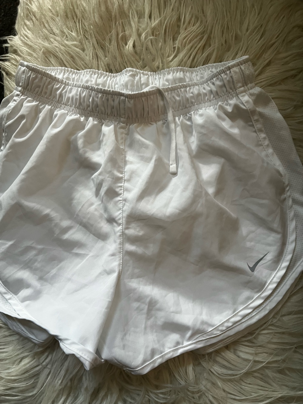 Nike Women's White Athletic Running Shorts with Drawstring